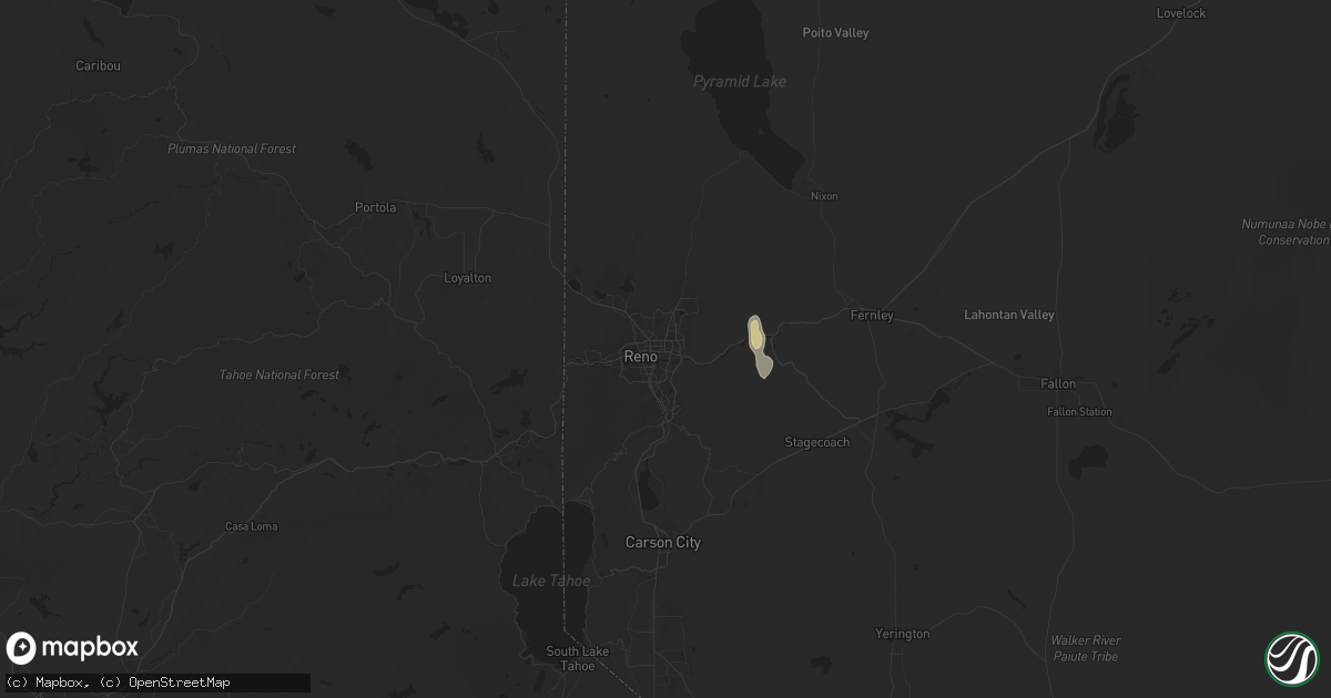 Hail map in Sparks, NV on August 25, 2025