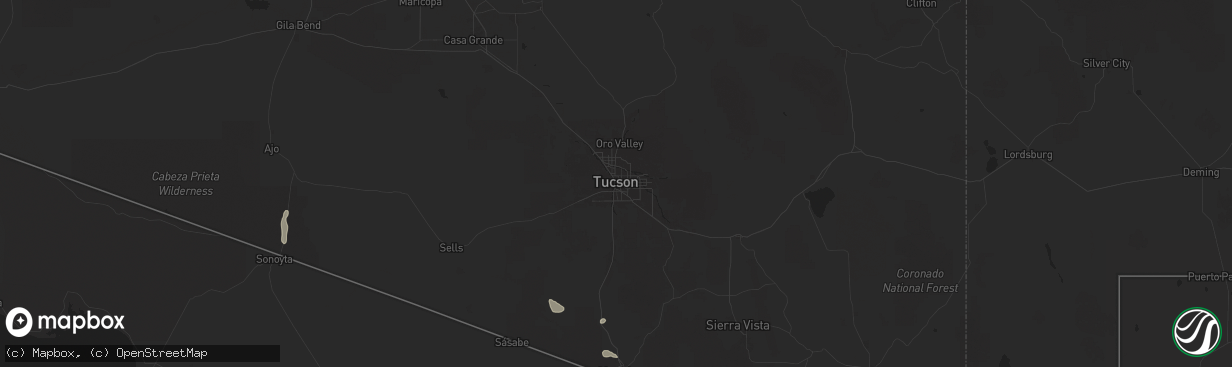 Hail map in Tucson, AZ on August 25, 2025