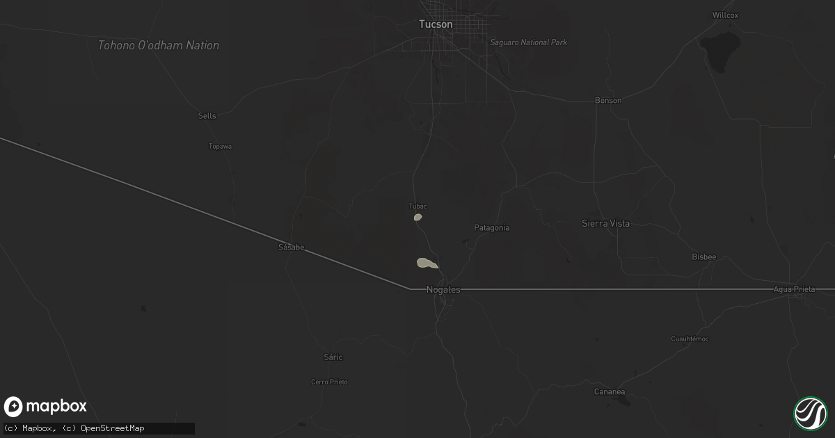 Hail map in Tumacacori, AZ on August 25, 2025