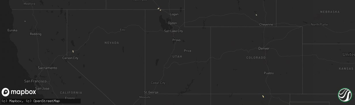 Hail map in Utah on August 25, 2025