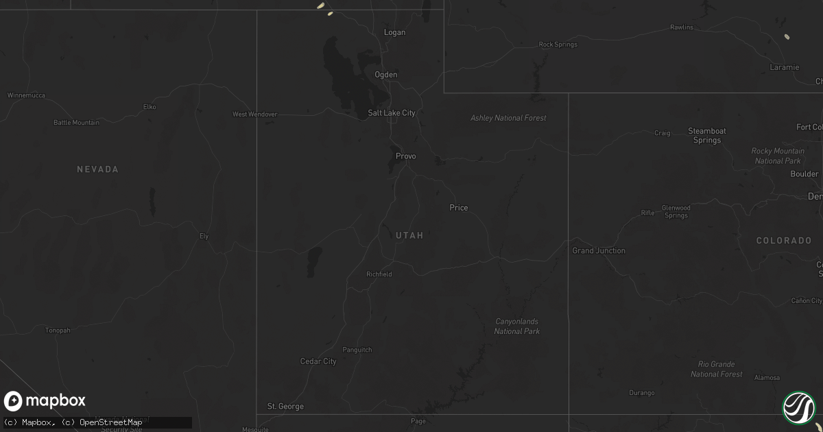 Hail map in Utah on August 25, 2025