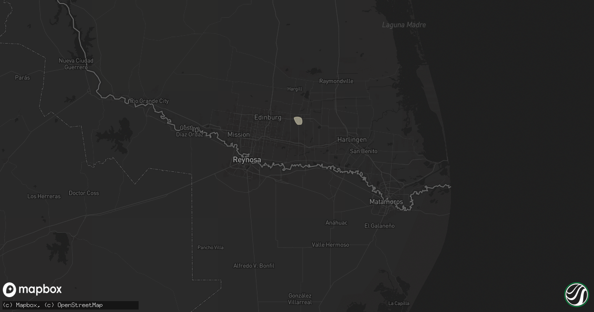 Hail map in Weslaco, TX on August 25, 2025