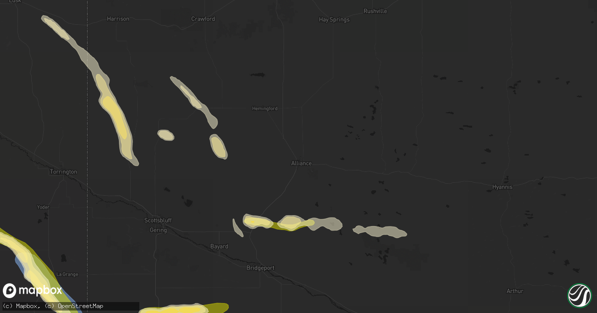 Hail map in Alliance, NE on August 25, 2026