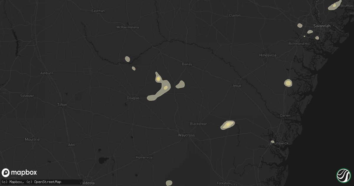Hail map in Alma, GA on August 25, 2026