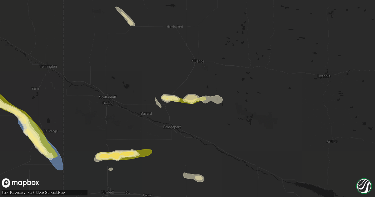 Hail map in Angora, NE on August 25, 2026