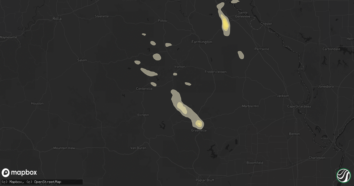 Hail map in Annapolis, MO on August 25, 2026