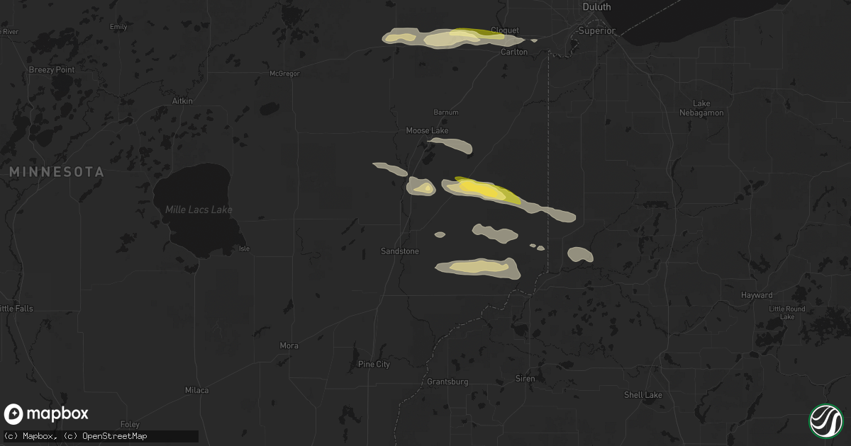 Hail map in Askov, MN on August 25, 2026
