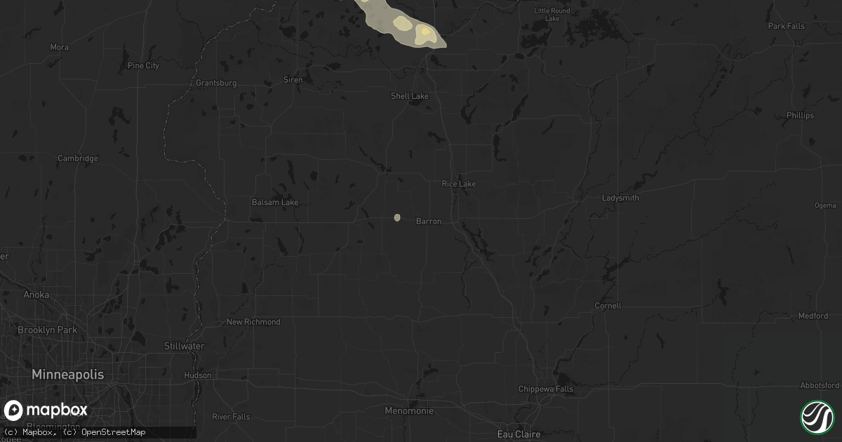 Hail map in Barron, WI on August 25, 2026