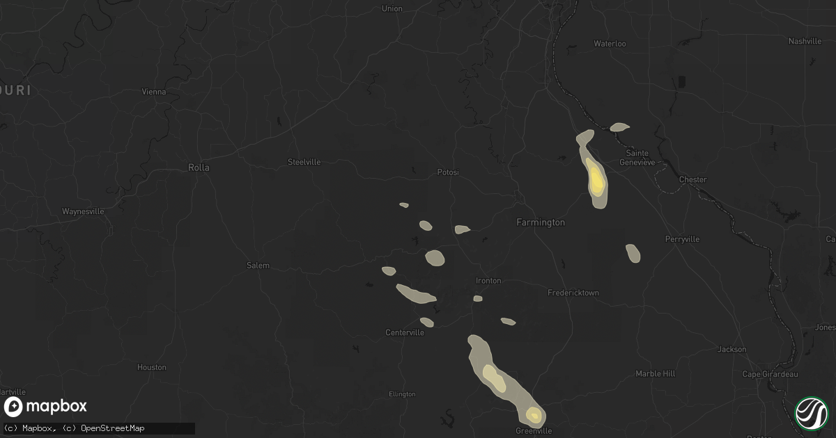 Hail map in Belgrade, MO on August 25, 2026