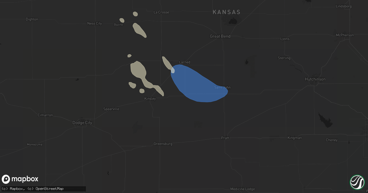 Hail map in Belpre, KS on August 25, 2026