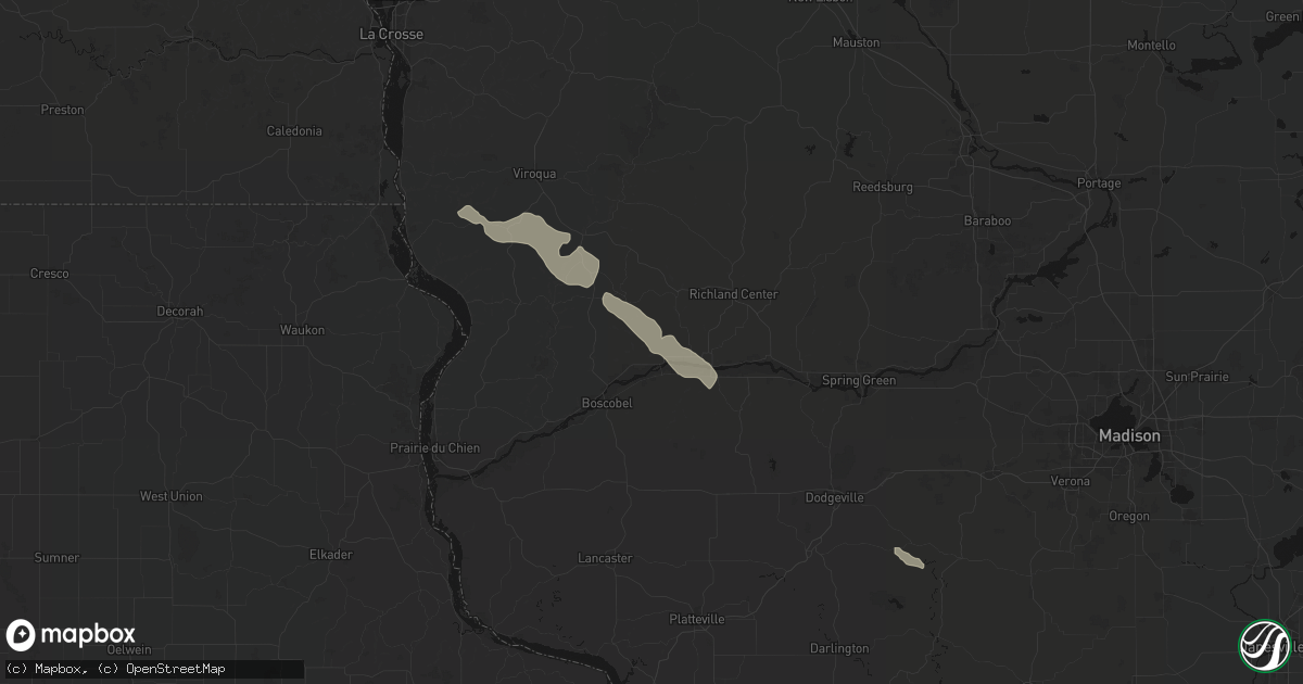 Hail map in Blue River, WI on August 25, 2026