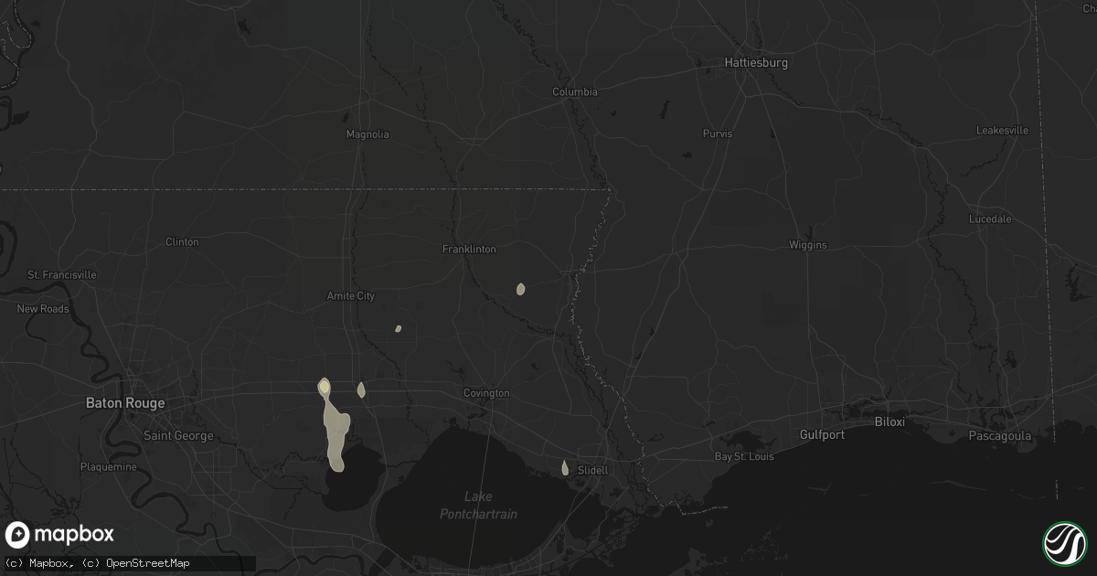 Hail map in Bogalusa, LA on August 25, 2026
