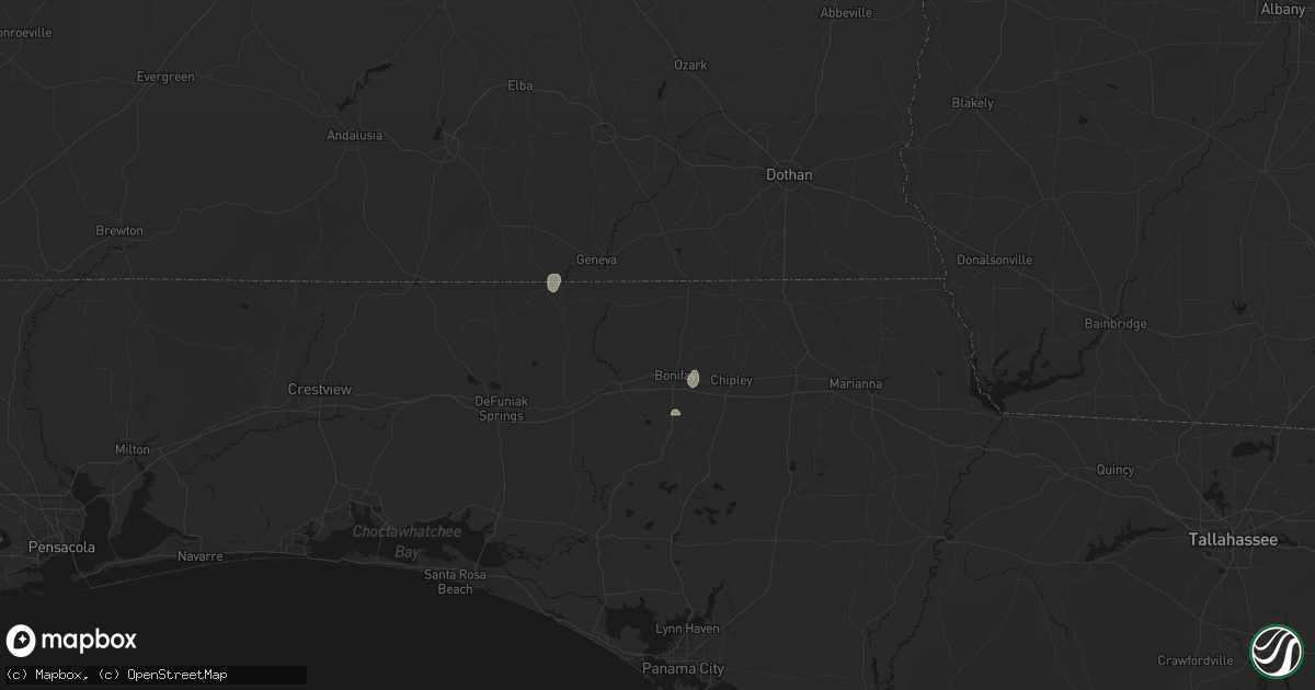 Hail map in Bonifay, FL on August 25, 2026