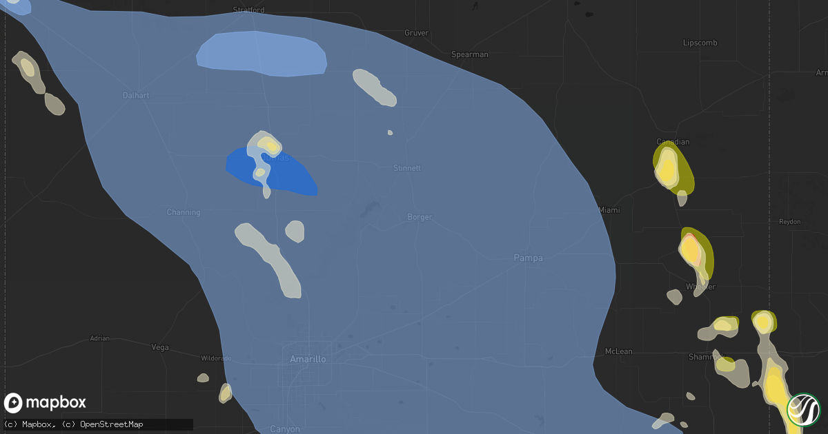 Hail map in Borger, TX on August 25, 2026