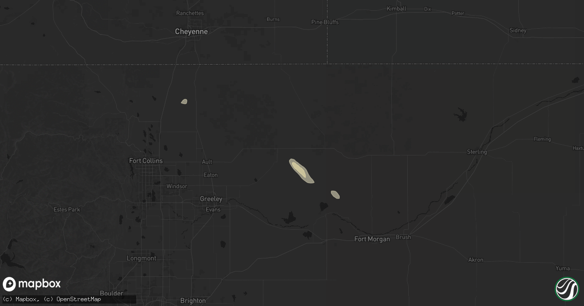 Hail map in Briggsdale, CO on August 25, 2026