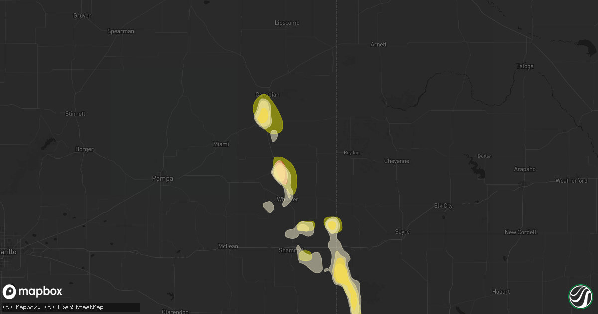 Hail map in Briscoe, TX on August 25, 2026