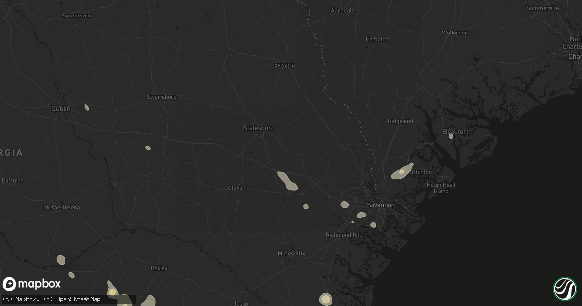 Hail map in Brooklet, GA on August 25, 2026