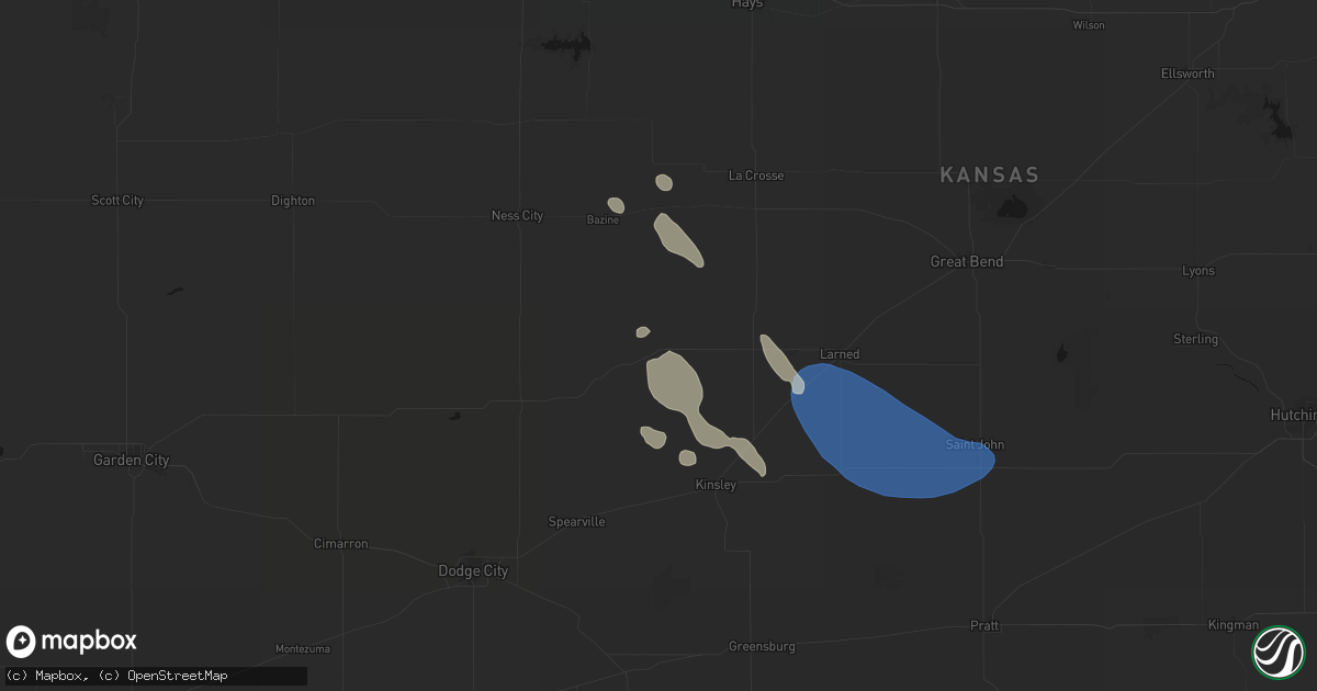 Hail map in Burdett, KS on August 25, 2026