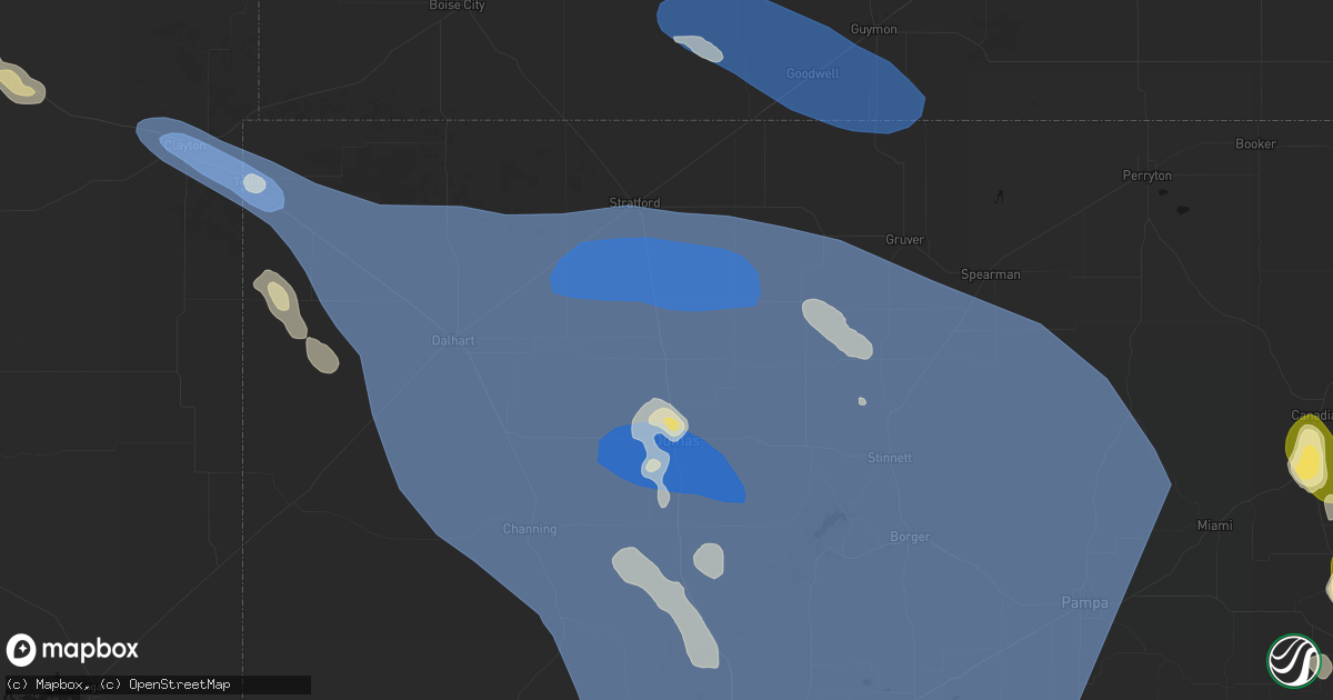 Hail map in Cactus, TX on August 25, 2026