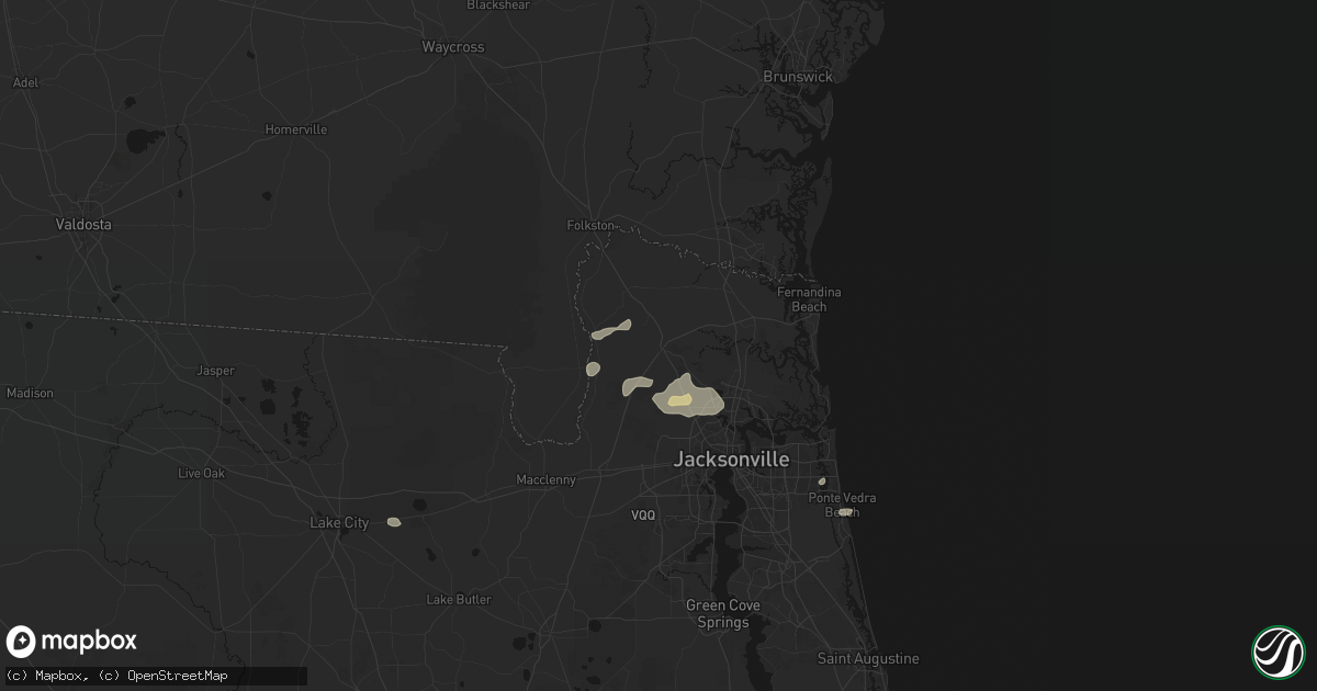 Hail map in Callahan, FL on August 25, 2026