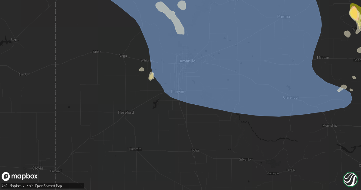 Hail map in Canyon, TX on August 25, 2026