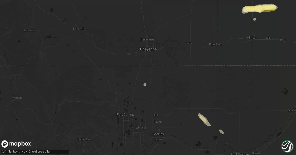 Hail map in Carr, CO on August 25, 2026