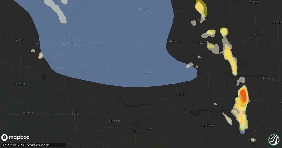 Hail map in Clarendon, TX on August 25, 2026