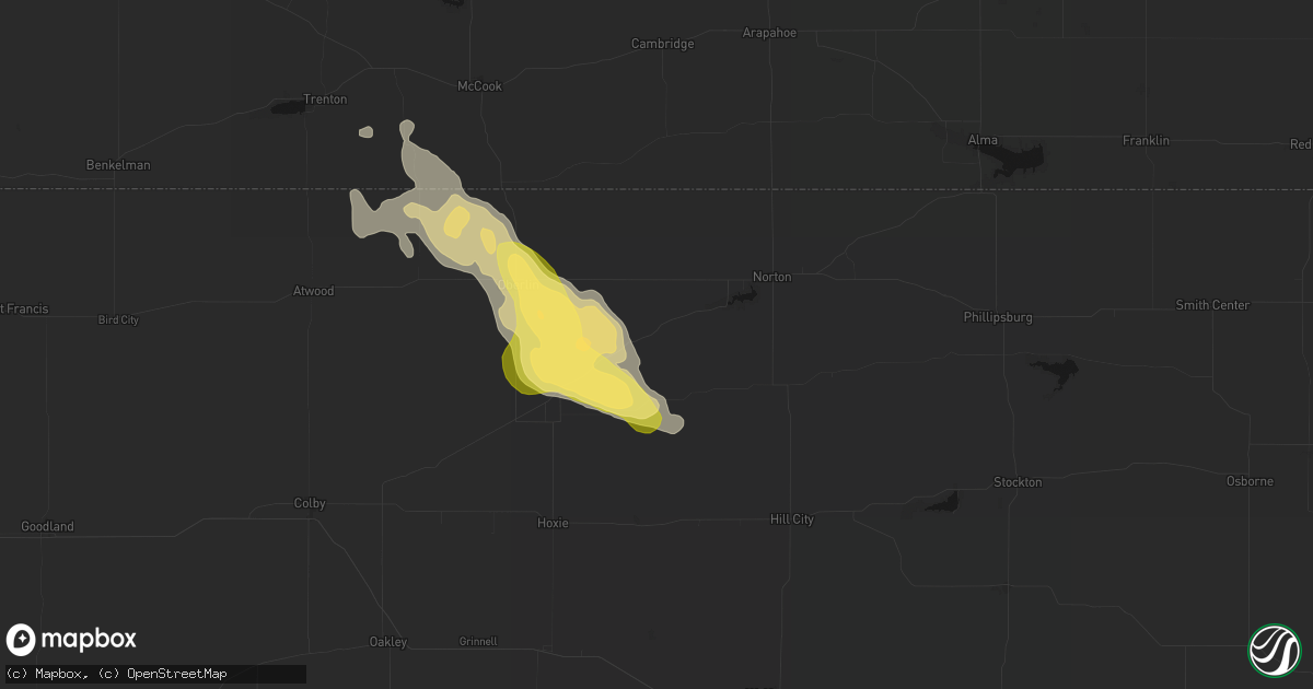 Hail map in Clayton, KS on August 25, 2026