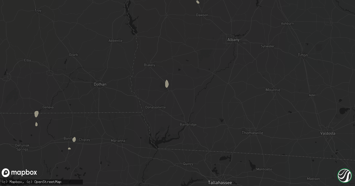Hail map in Colquitt, GA on August 25, 2026