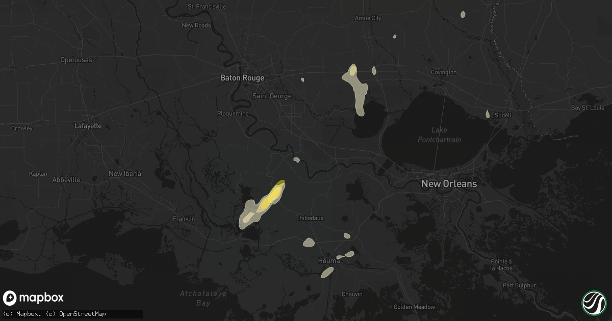 Hail map in Convent, LA on August 25, 2026