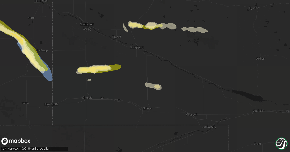 Hail map in Dalton, NE on August 25, 2026