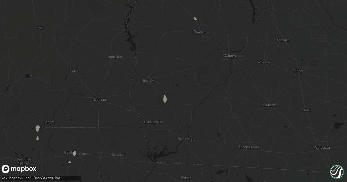 Hail map in Damascus, GA on August 25, 2026
