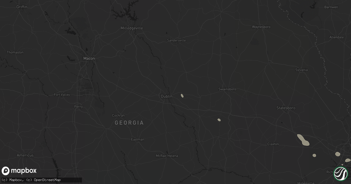 Hail map in East Dublin, GA on August 25, 2026