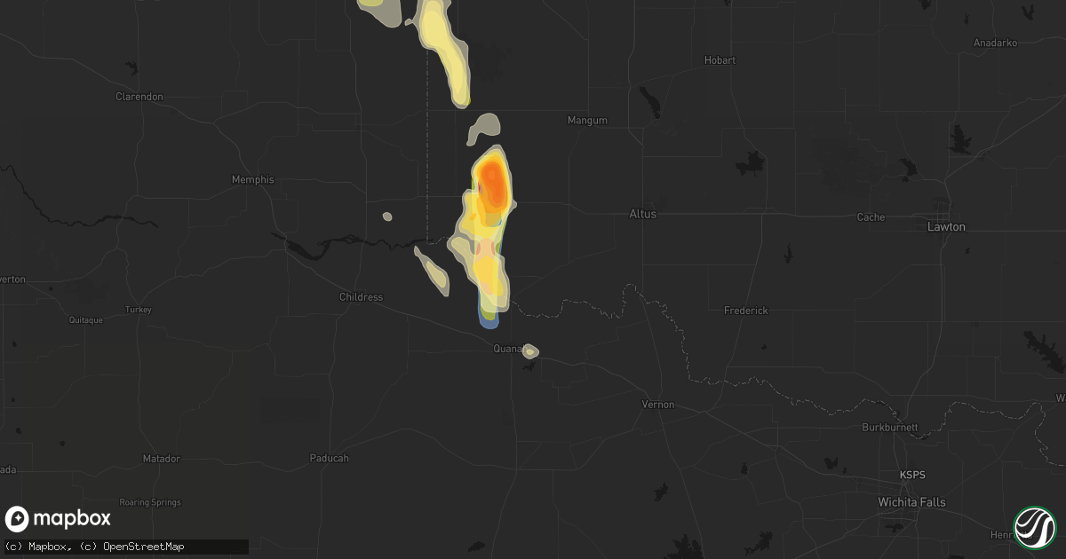 Hail map in Eldorado, OK on August 25, 2026
