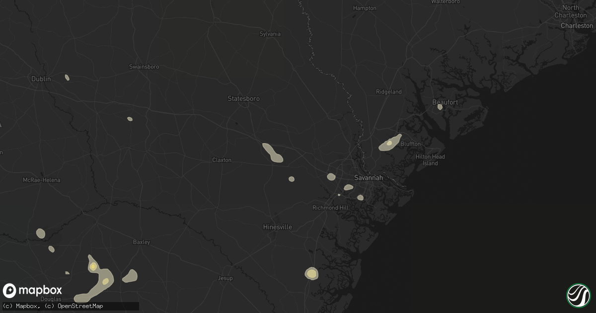 Hail map in Ellabell, GA on August 25, 2026