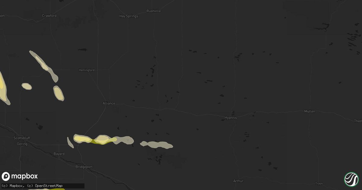 Hail map in Ellsworth, NE on August 25, 2026