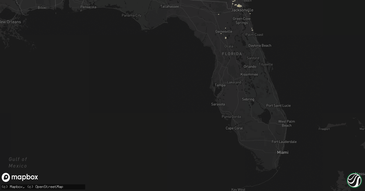 Hail map in Florida on August 25, 2026