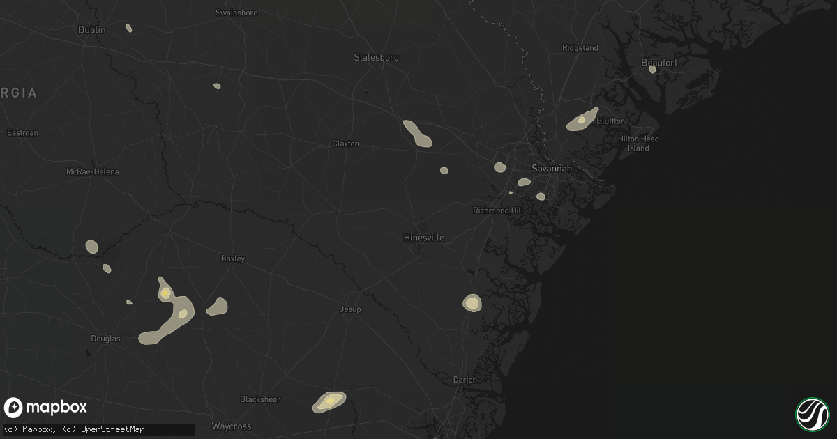 Hail map in Fort Stewart, GA on August 25, 2026