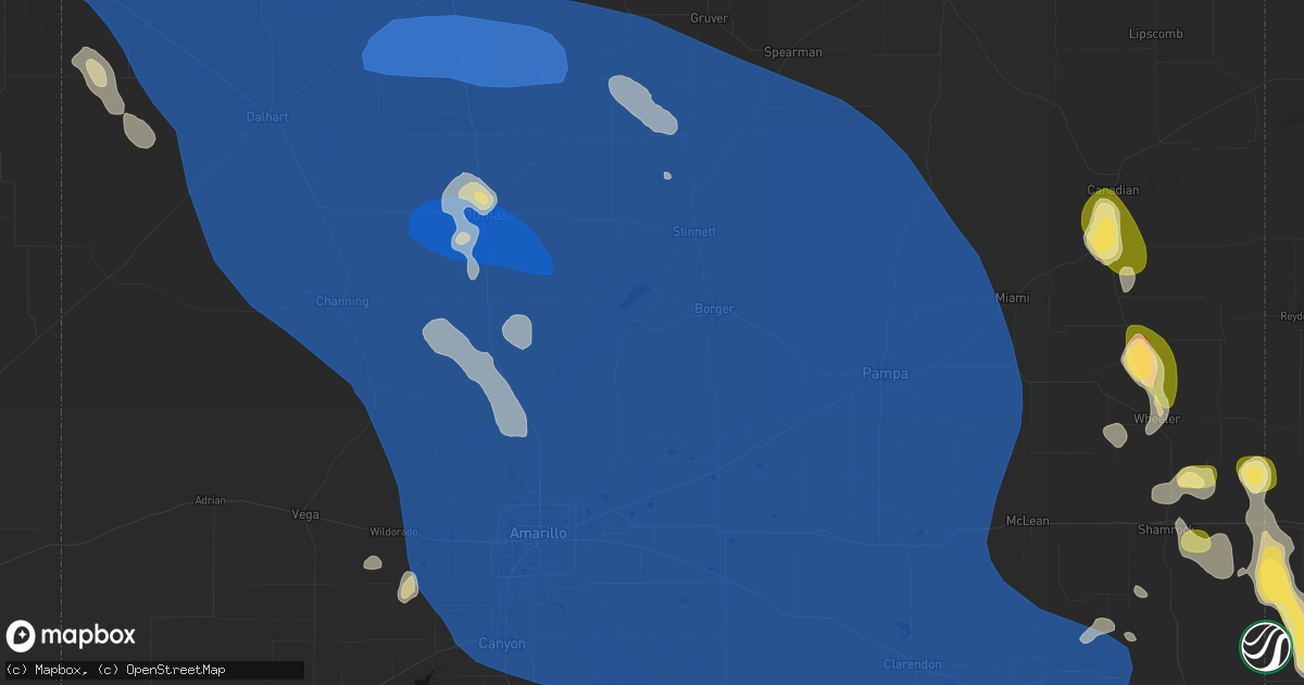 Hail map in Fritch, TX on August 25, 2026