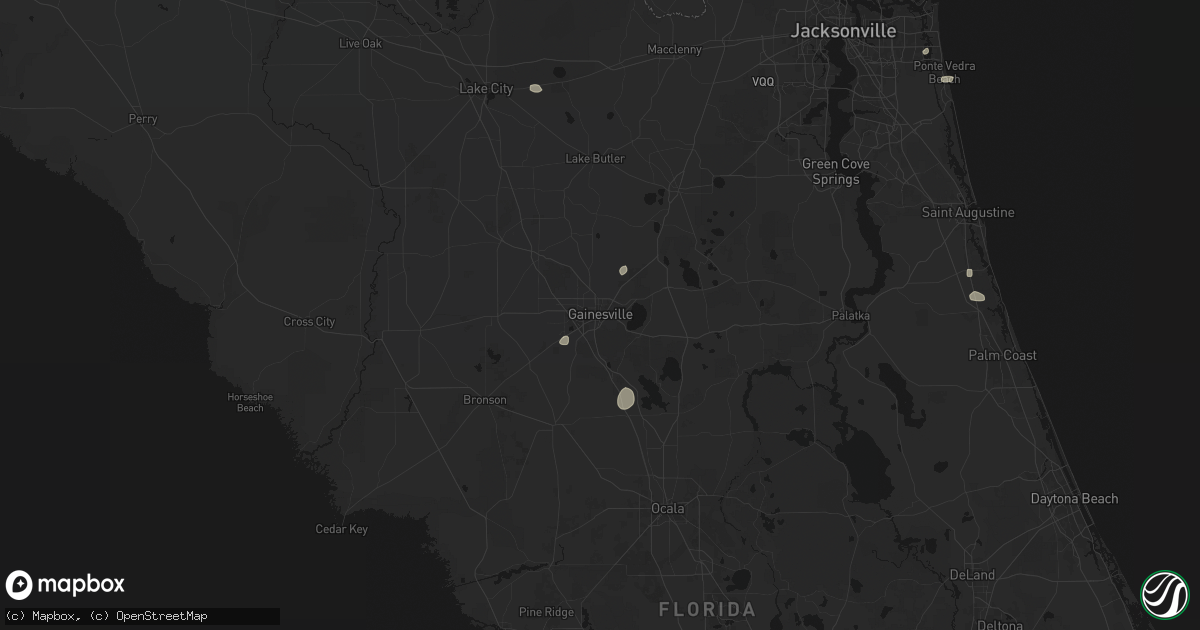 Hail map in Gainesville, FL on August 25, 2026