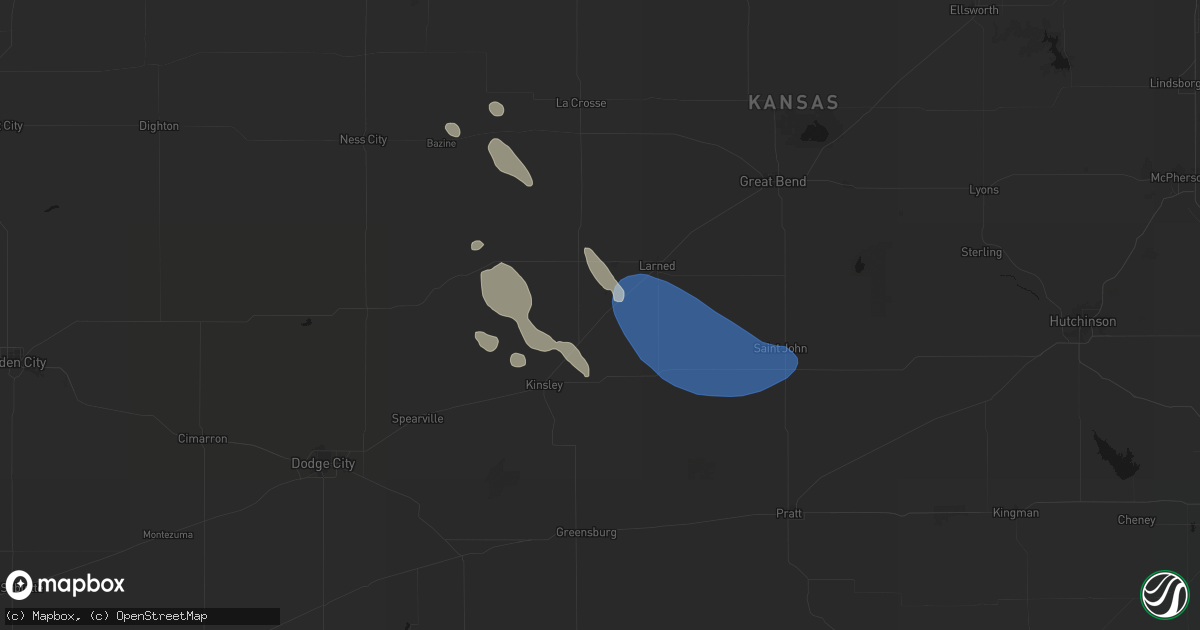 Hail map in Garfield, KS on August 25, 2026