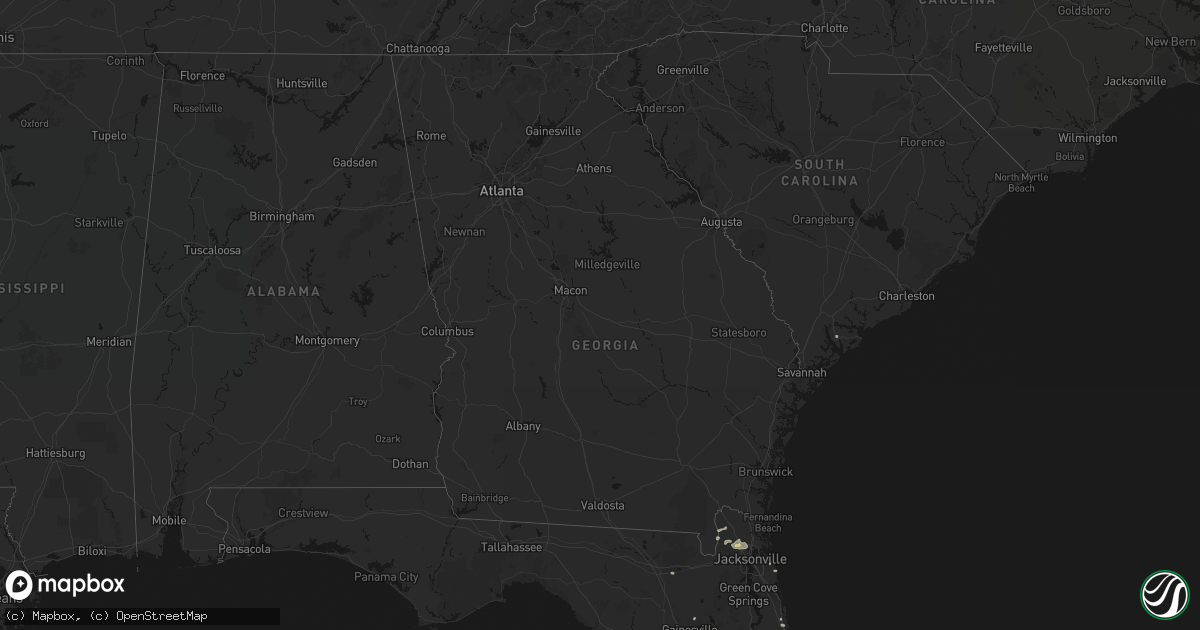 Hail map in Georgia on August 25, 2026