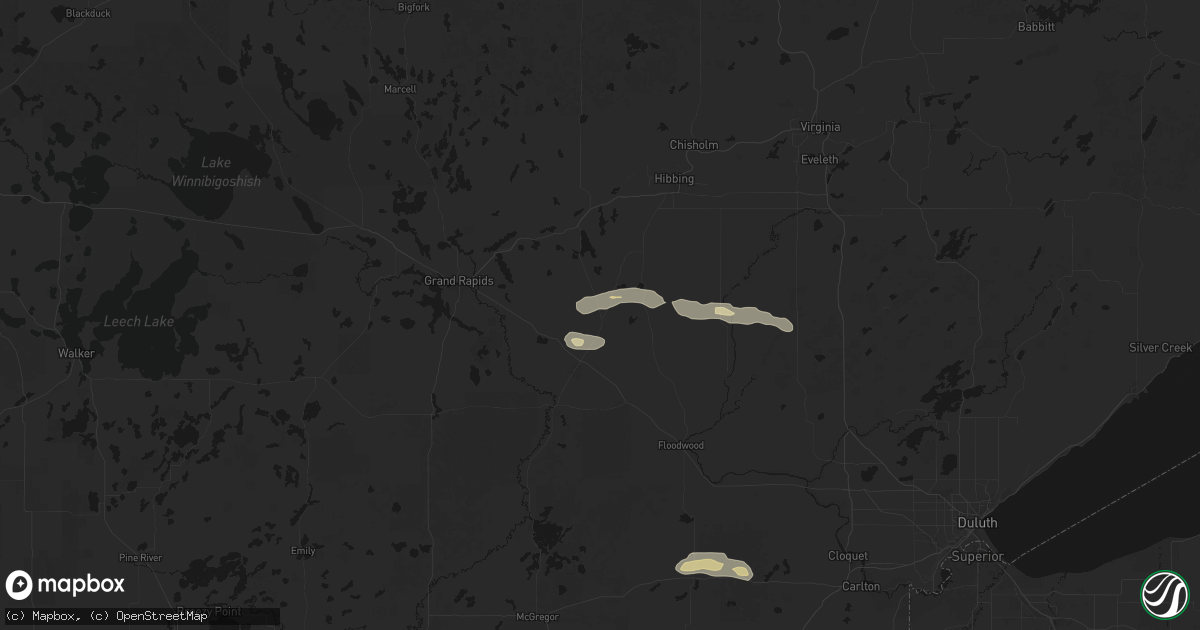 Hail map in Goodland, MN on August 25, 2026