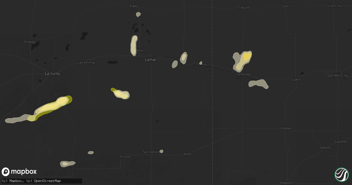 Hail map in Granada, CO on August 25, 2026