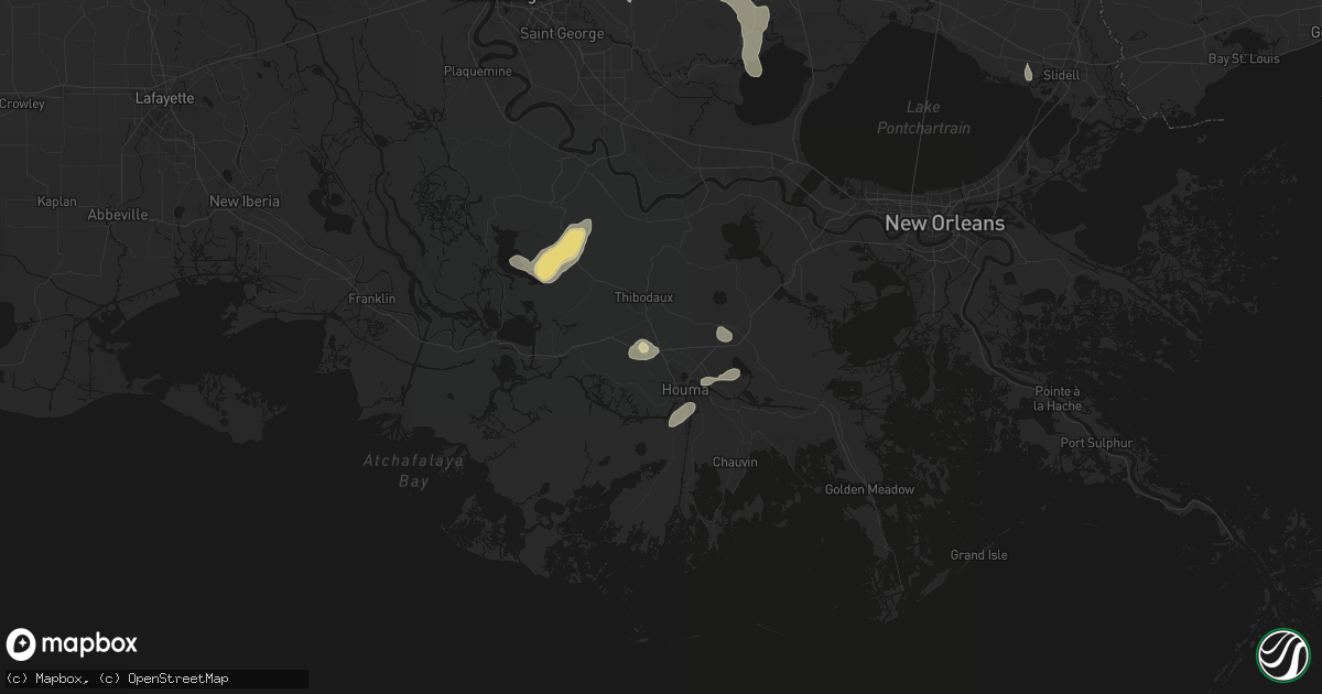 Hail map in Gray, LA on August 25, 2026