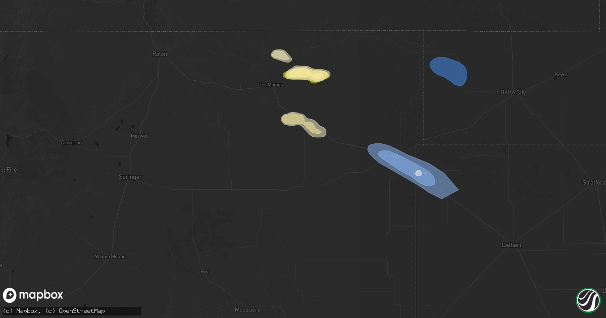 Hail map in Grenville, NM on August 25, 2026