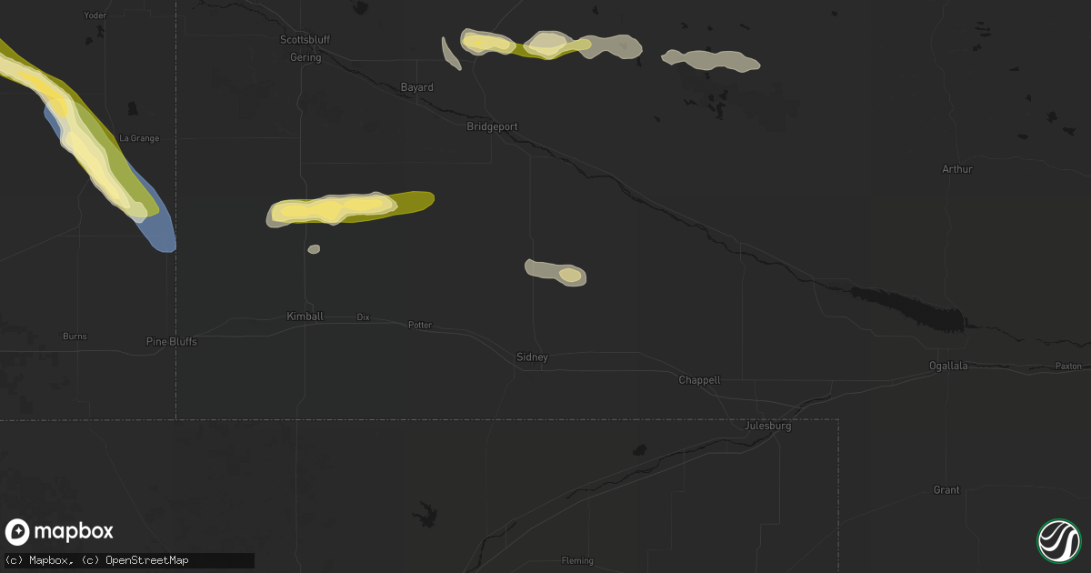 Hail map in Gurley, NE on August 25, 2026