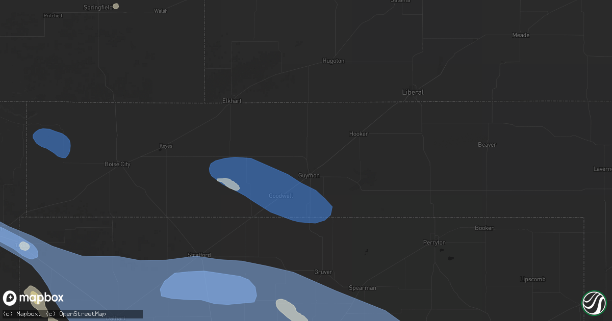 Hail map in Guymon, OK on August 25, 2026
