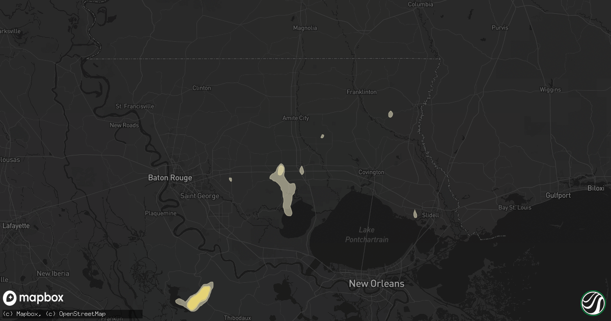 Hail map in Hammond, LA on August 25, 2026