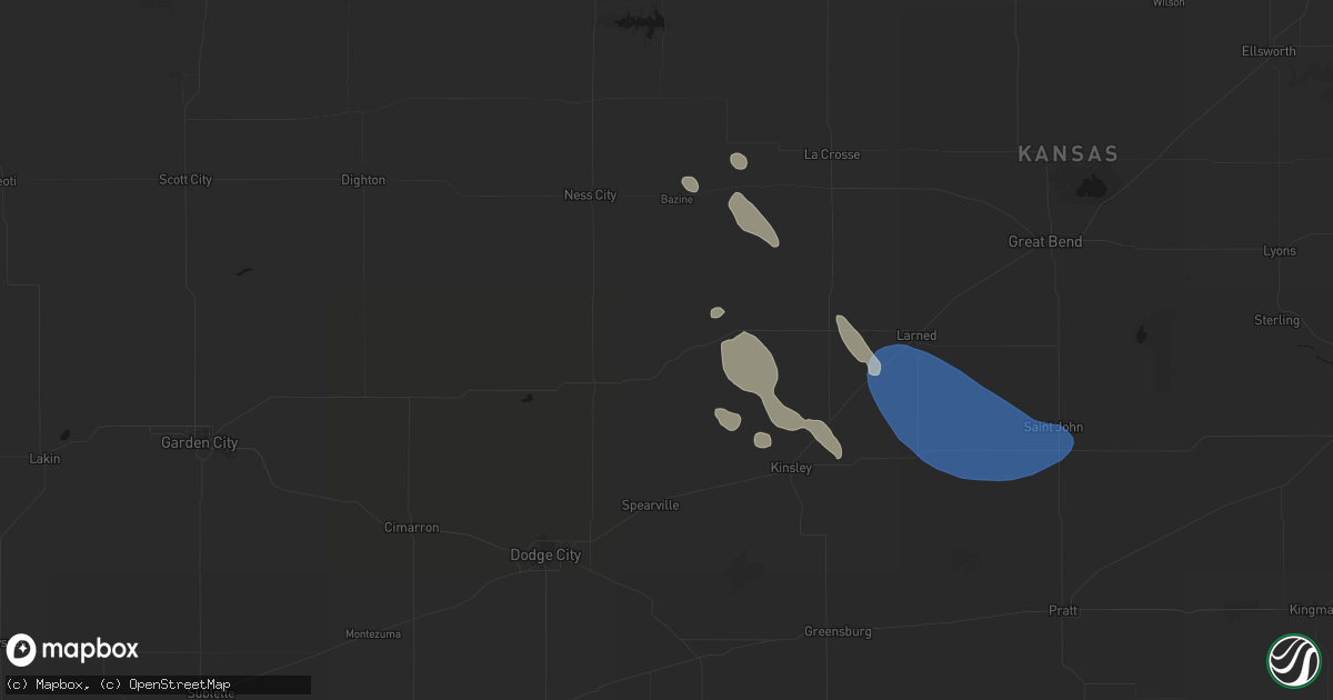 Hail map in Hanston, KS on August 25, 2026